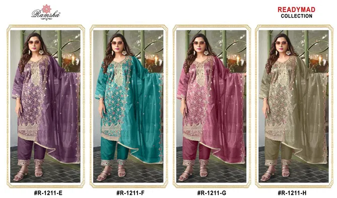 R 1211 E To H By Ramsha Simmer Embroidery Pakistani Readymade Suits Wholesale In India